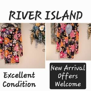 River Island Multicolor Floral Long Sleeve Dress. Excellent Condition Size 10